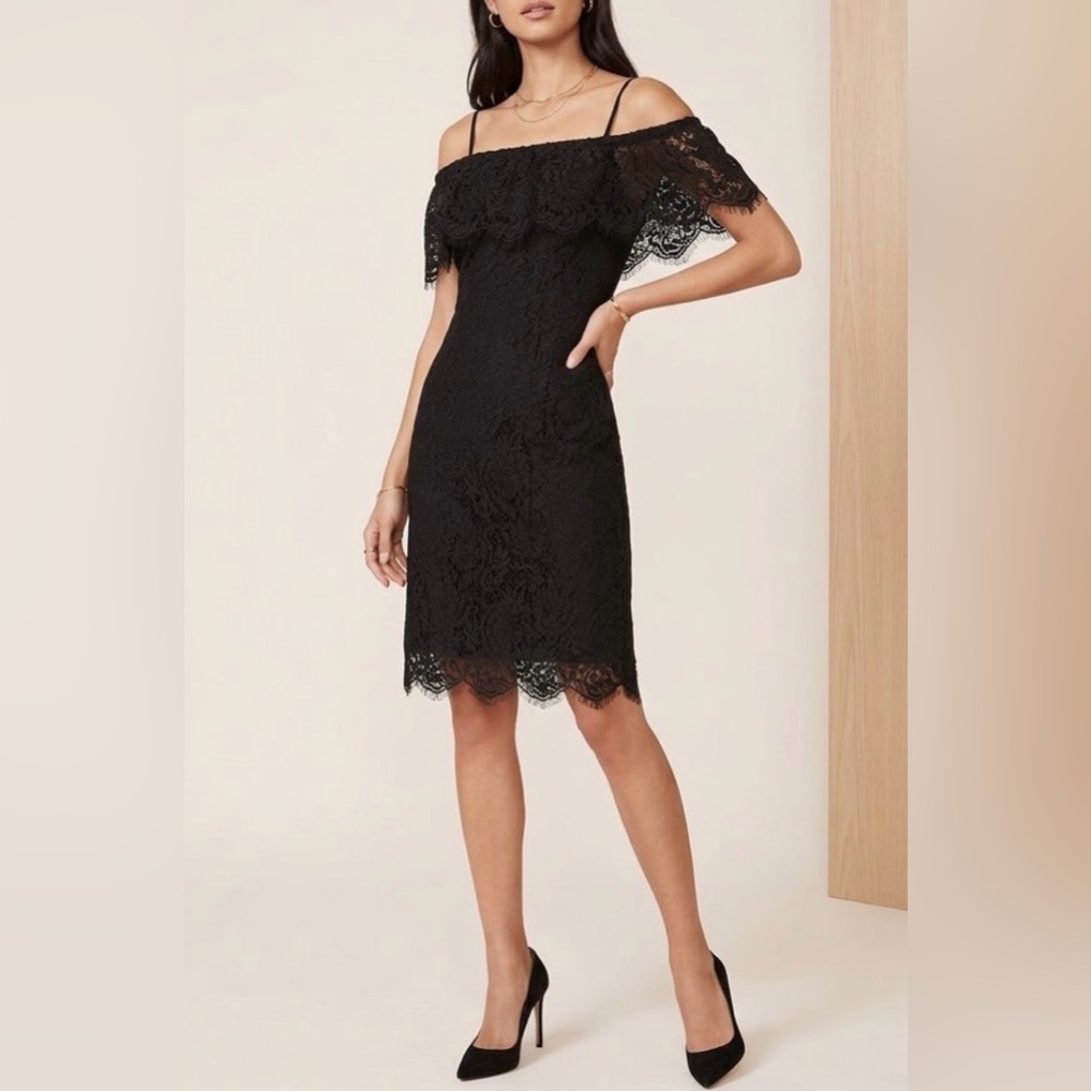Madewell Black Lace Off-The-Shoulder Mini Dress - Size 00
